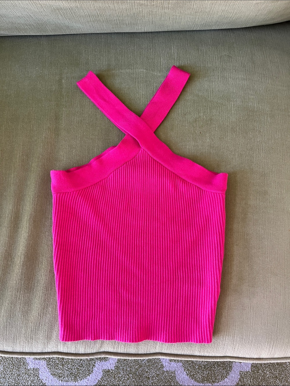 House of Harlow 1960 Ribbed Cross-Back Tank Top - Fuchsia